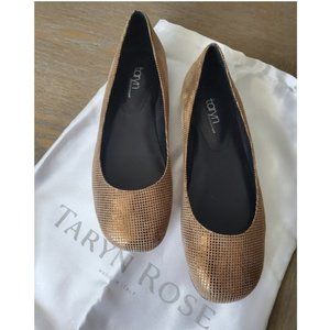 Taryn By Taryn Rose Gold Glitter Ballet Flats women 6.5  Slip On Comfort Shoes